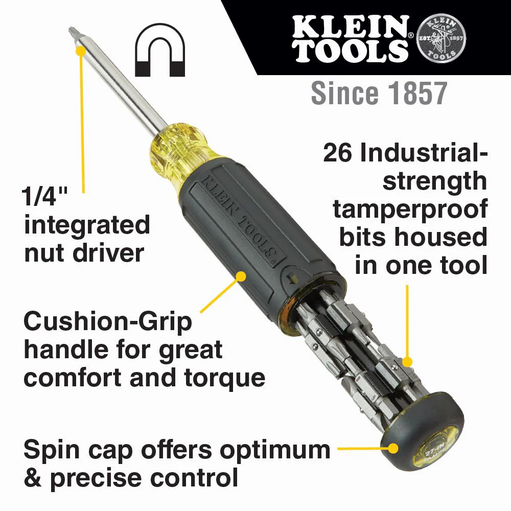 Klein Tools 32307, 27-in-1 Multi-Bit Tamperproof Screwdriver - Image 7