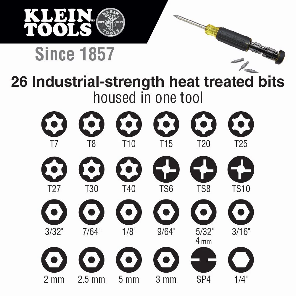 Klein Tools 32307, 27-in-1 Multi-Bit Tamperproof Screwdriver - Image 8