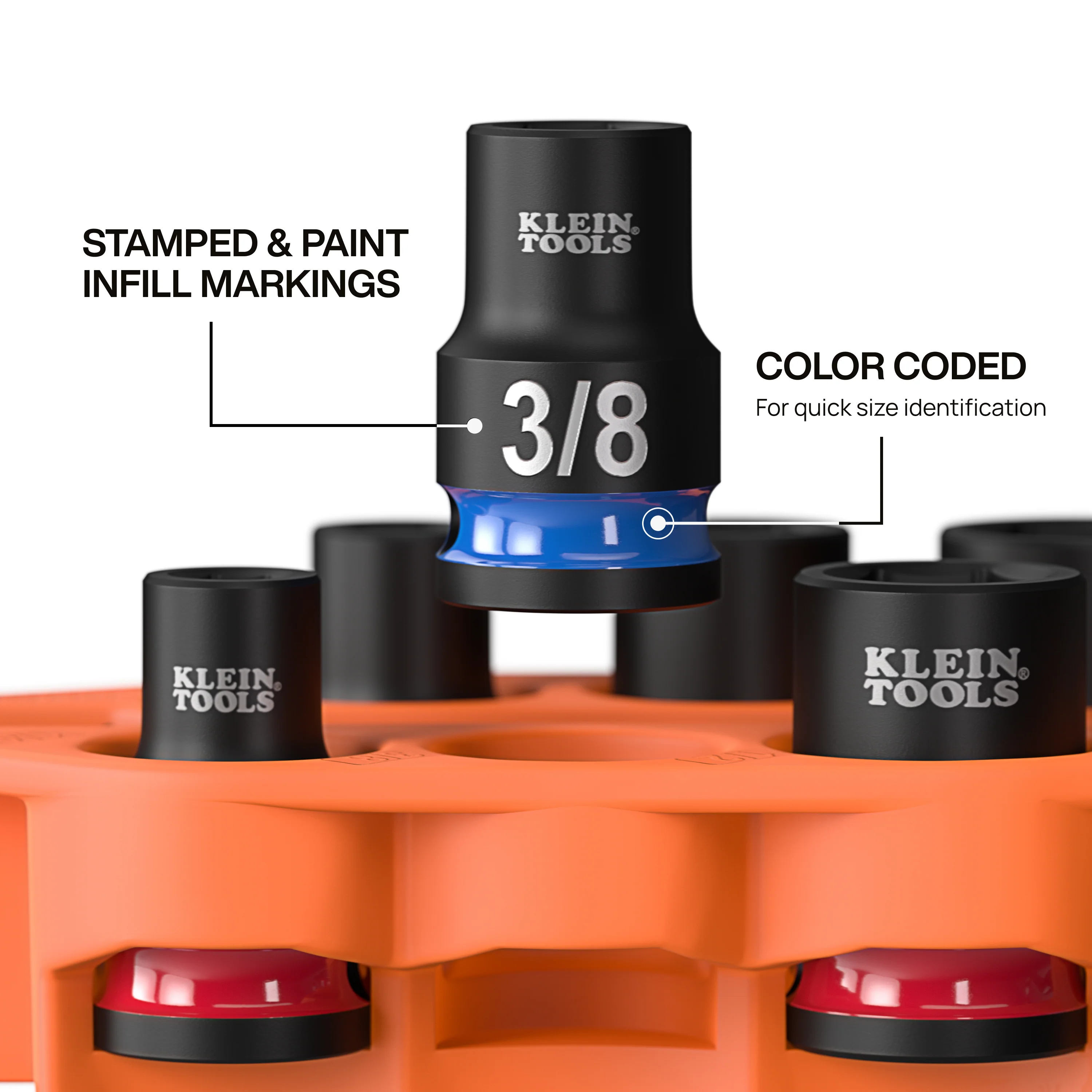 Klein Tools 33808, Grab-And-Go Impact Socket Set, SAE, 7-Piece - Image 3