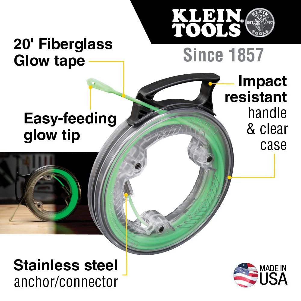 Klein Tools 50550, Glow Fish Tape, 20-Foot - Image 9