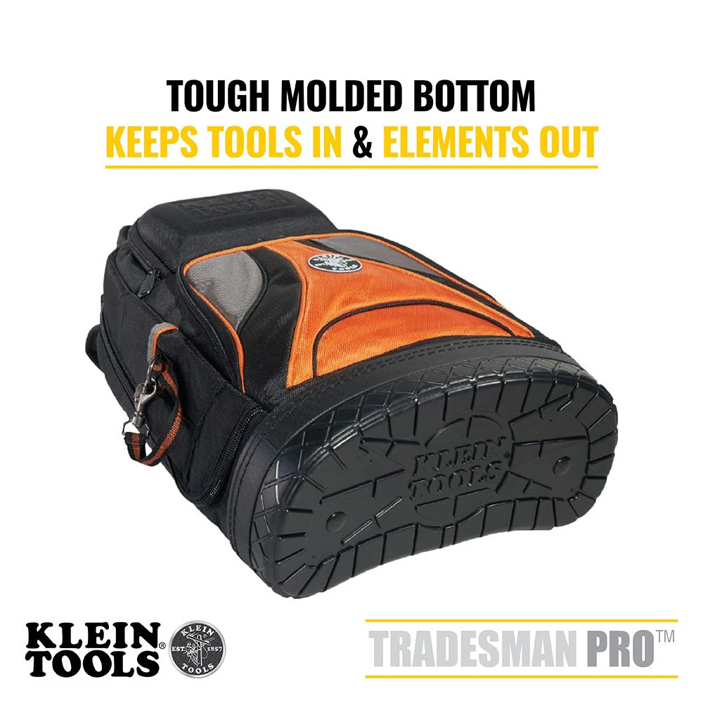 Klein Tools 55421BP-14, Tradesman Pro™ Tool Bag Backpack, 39 Pockets, Black, 14-Inch - Image 10