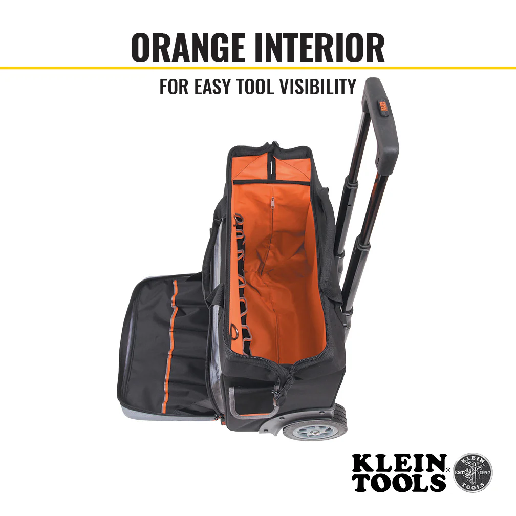 Klein Tools 55452RTB, Tool Bag, Tradesman Pro™ Rolling Tool Bag, 24 Pockets, 19-Inch - Image 4