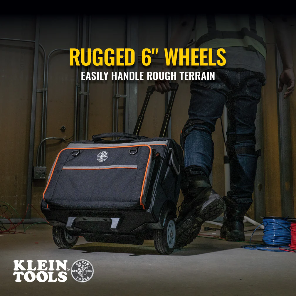 Klein Tools 55452RTB, Tool Bag, Tradesman Pro™ Rolling Tool Bag, 24 Pockets, 19-Inch - Image 5