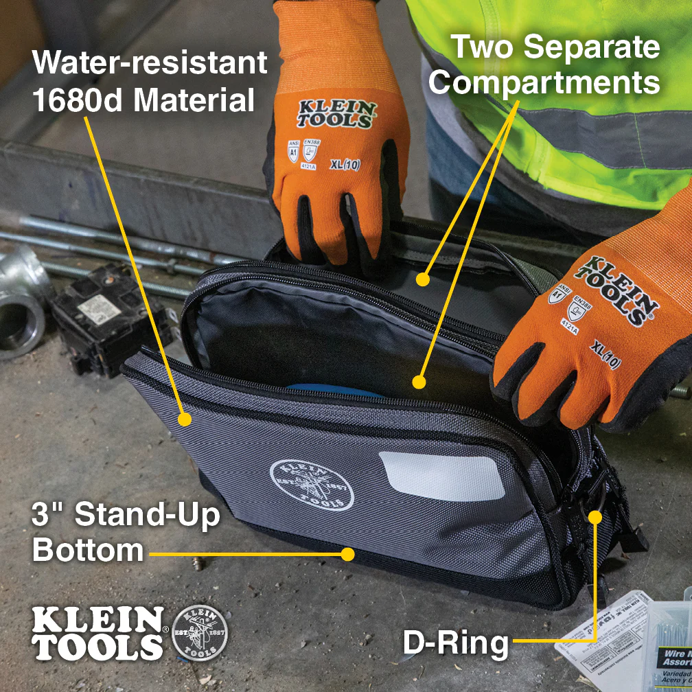 Klein Tools 55583, Double Zipper Bag, 12 x 7-Inch - Image 2