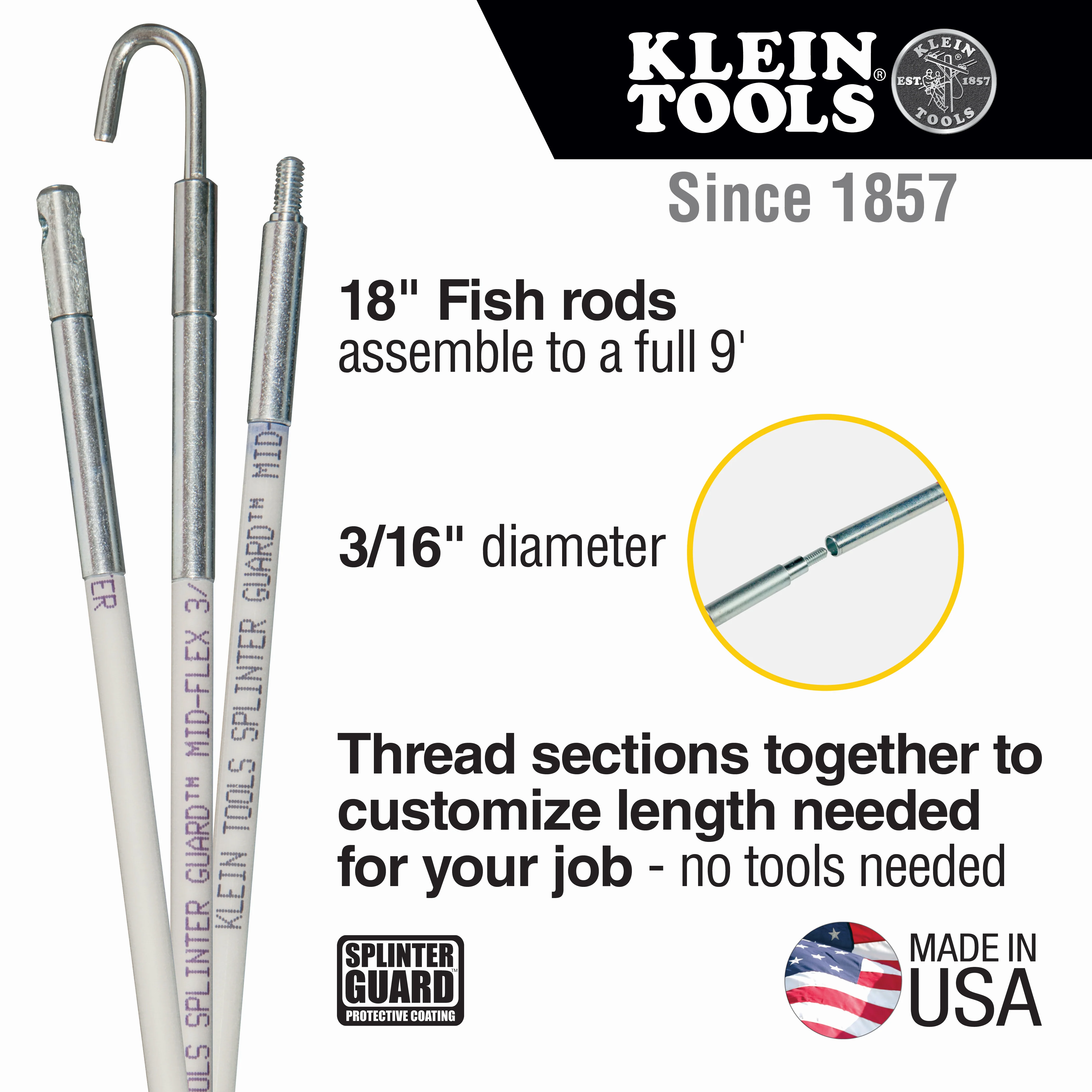 Klein Tools 56409, Mid-Flex Glow Rod Set, 9-Foot - Image 2