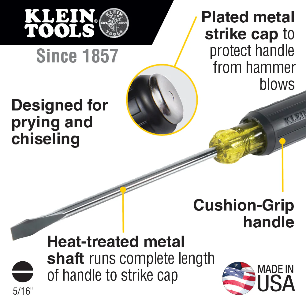 Klein Tools 602-7DD, 5/16-Inch Keystone Demolition Driver, 7-Inch Shank - Image 2