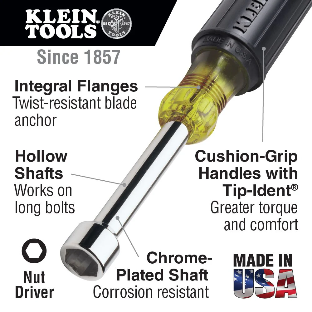 Klein Tools 646-9/16, 9/16-Inch Nut Driver 6-Inch Hollow Shaft - Image 3