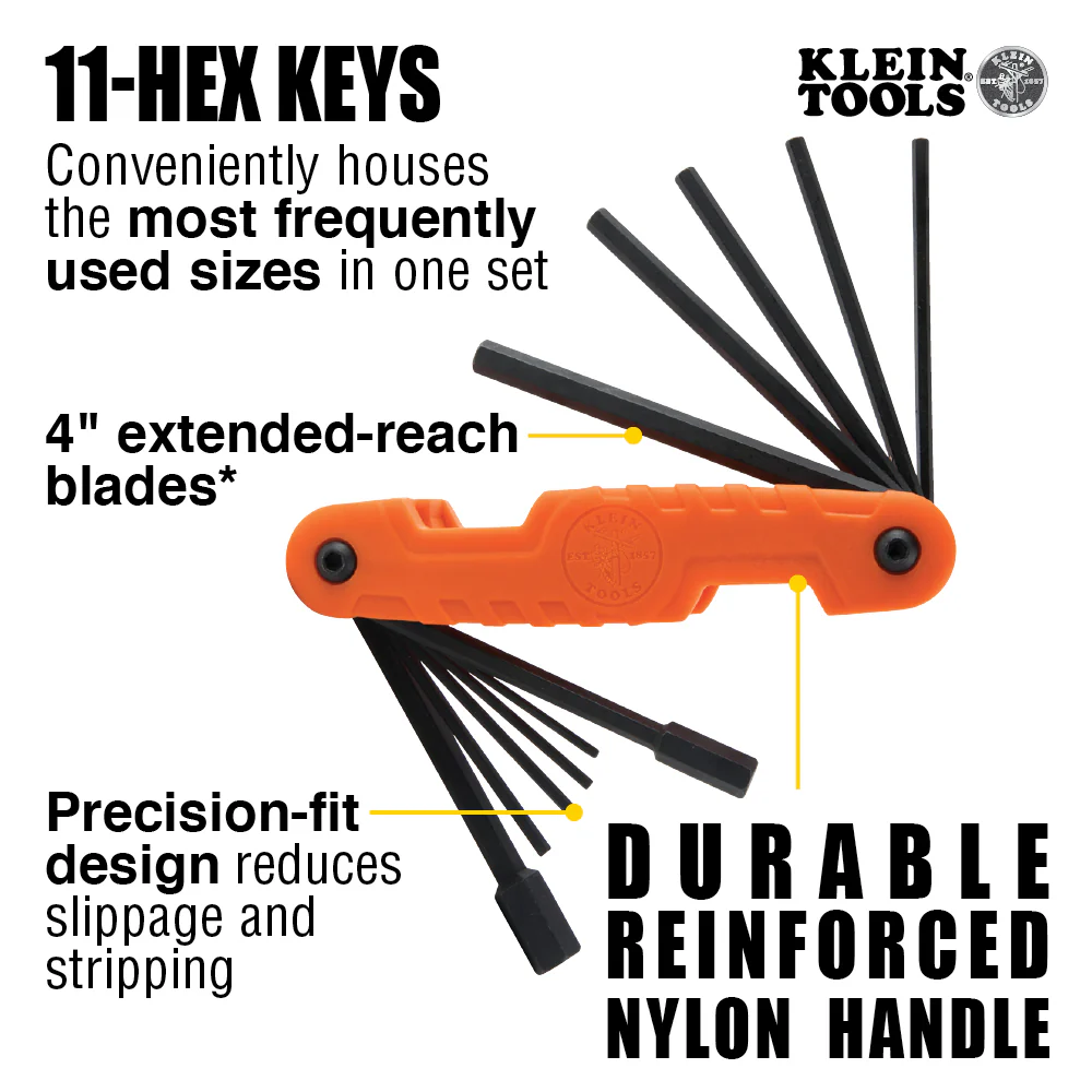 Klein Tools 70552, Pro Folding Hex Key Set, SAE and Metric - Image 2