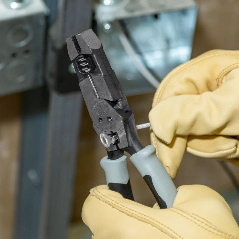 Klein Tools J2159CRTP, Hybrid Pliers with Crimper, Fish Tape Puller and Wire Stripper - Image 3