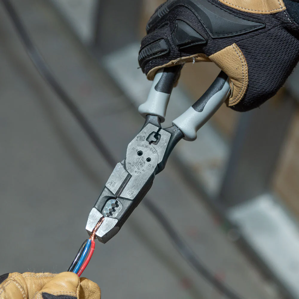 Klein Tools J2159CRTP, Hybrid Pliers with Crimper, Fish Tape Puller and Wire Stripper - Image 6