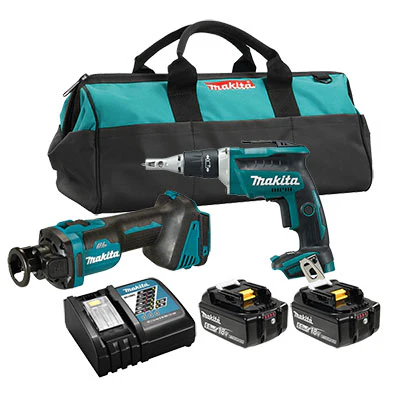 Makita DLX2473GX1, 18V LXT Brushless 2PC Drywall Combo Kit (DCO181Z+DCF452Z+6Ah)