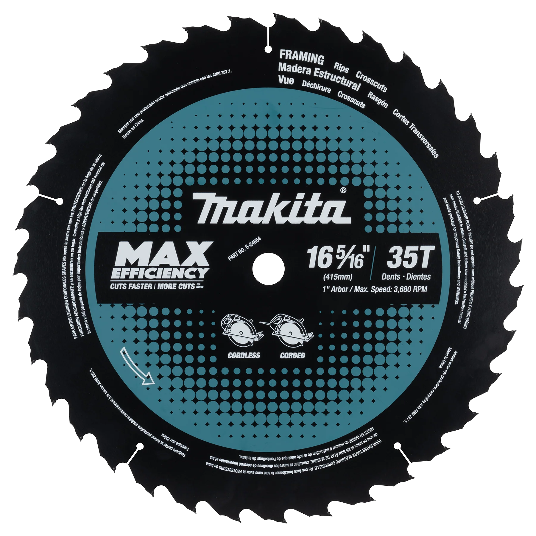 Makita E-24854, 16-5/16" Max Efficiency 35T CT Circular Saw Blade - Image 2