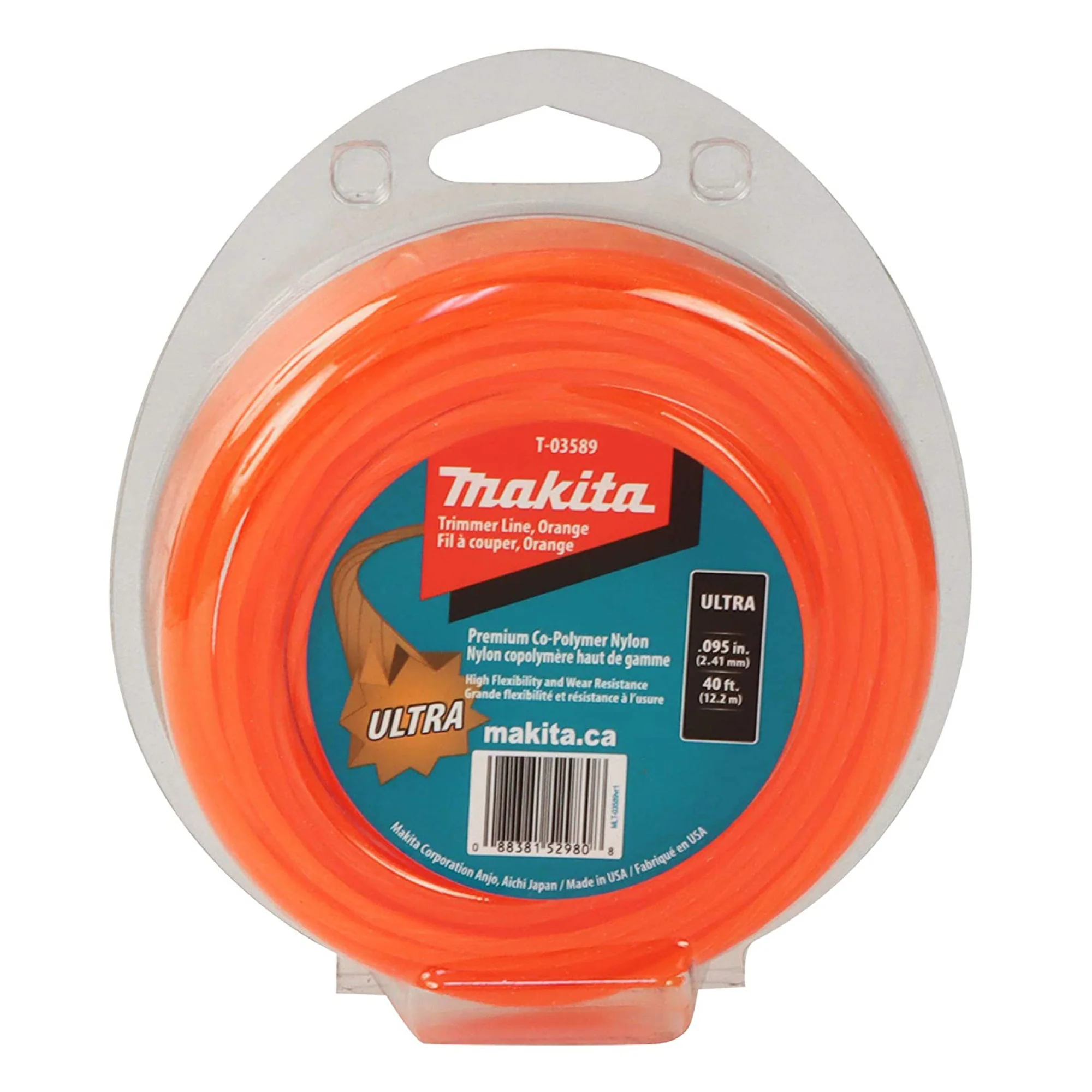 Makita T-03589, .095" Ultra Trimmer Line Orange 50' Pkg