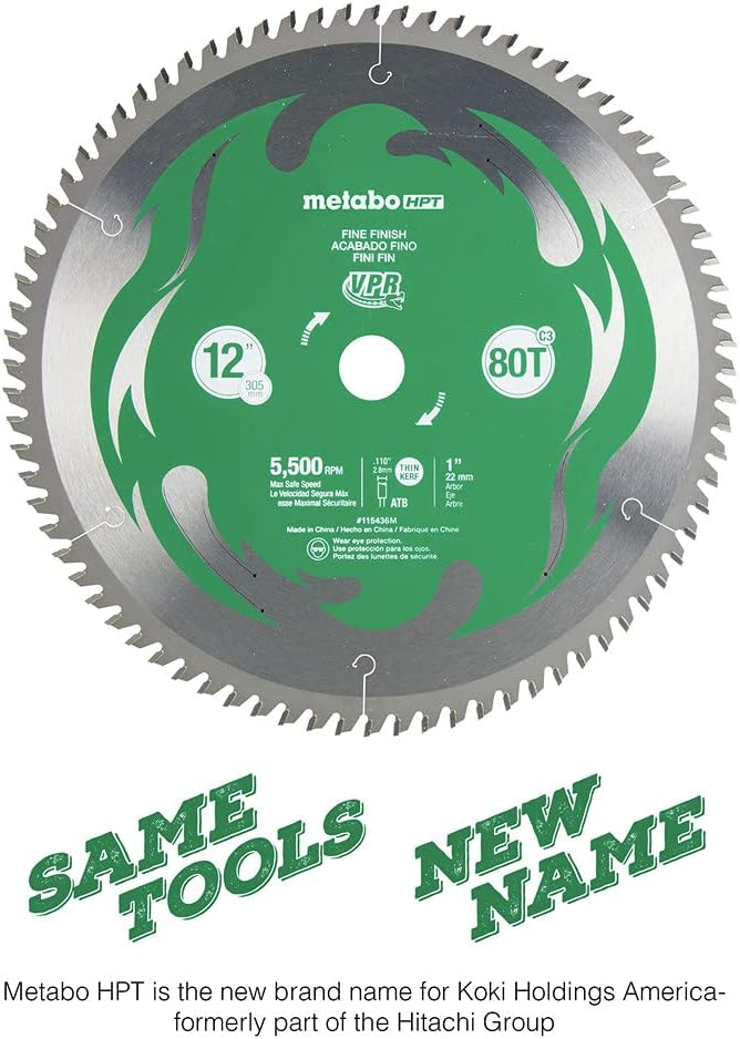 Metabl HPT 115436M, 12-Inch Miter Saw Blade, 80T, Fine Finish, 1-Inch Arbor, Thin Kerf, 5500 Max RPM - Image 4