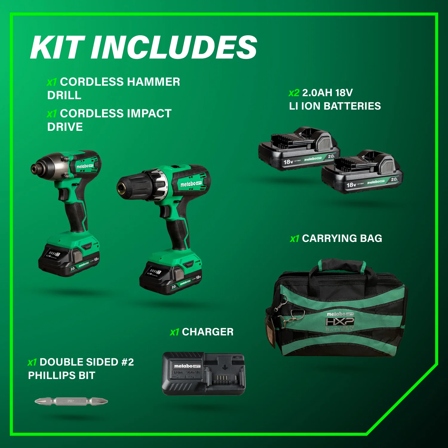 Metabo HPT KC18DFXM, 18V Hammer Drill and Impact Driver Combo Kit - Image 7