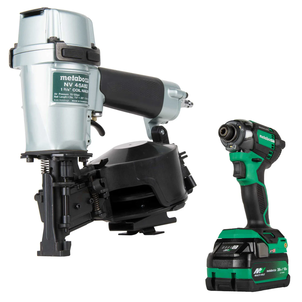 Metabo HPT KNV45AB2M, Pro Bundle 1-3/4in Coil Roofing Nailer with BONUS Impact Driver 5.0Ah Kit - Image 2