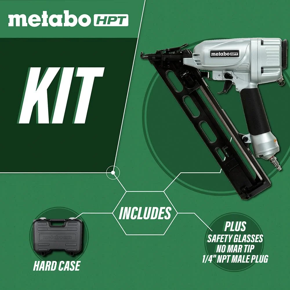 Metabo HPT NT65MA4, 2-1/2" 15ga Angled Finish Nailer with Air Duster - Image 2