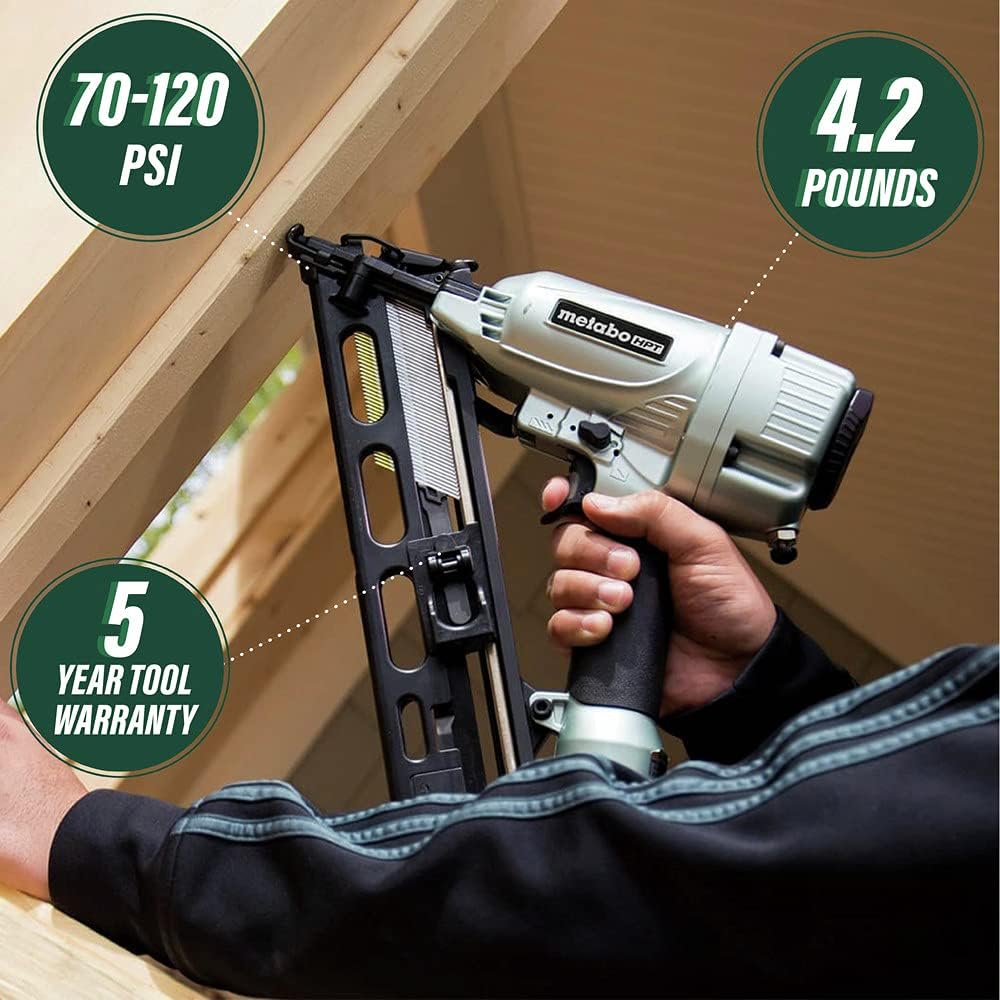 Metabo HPT NT65MA4, 2-1/2" 15ga Angled Finish Nailer with Air Duster - Image 6