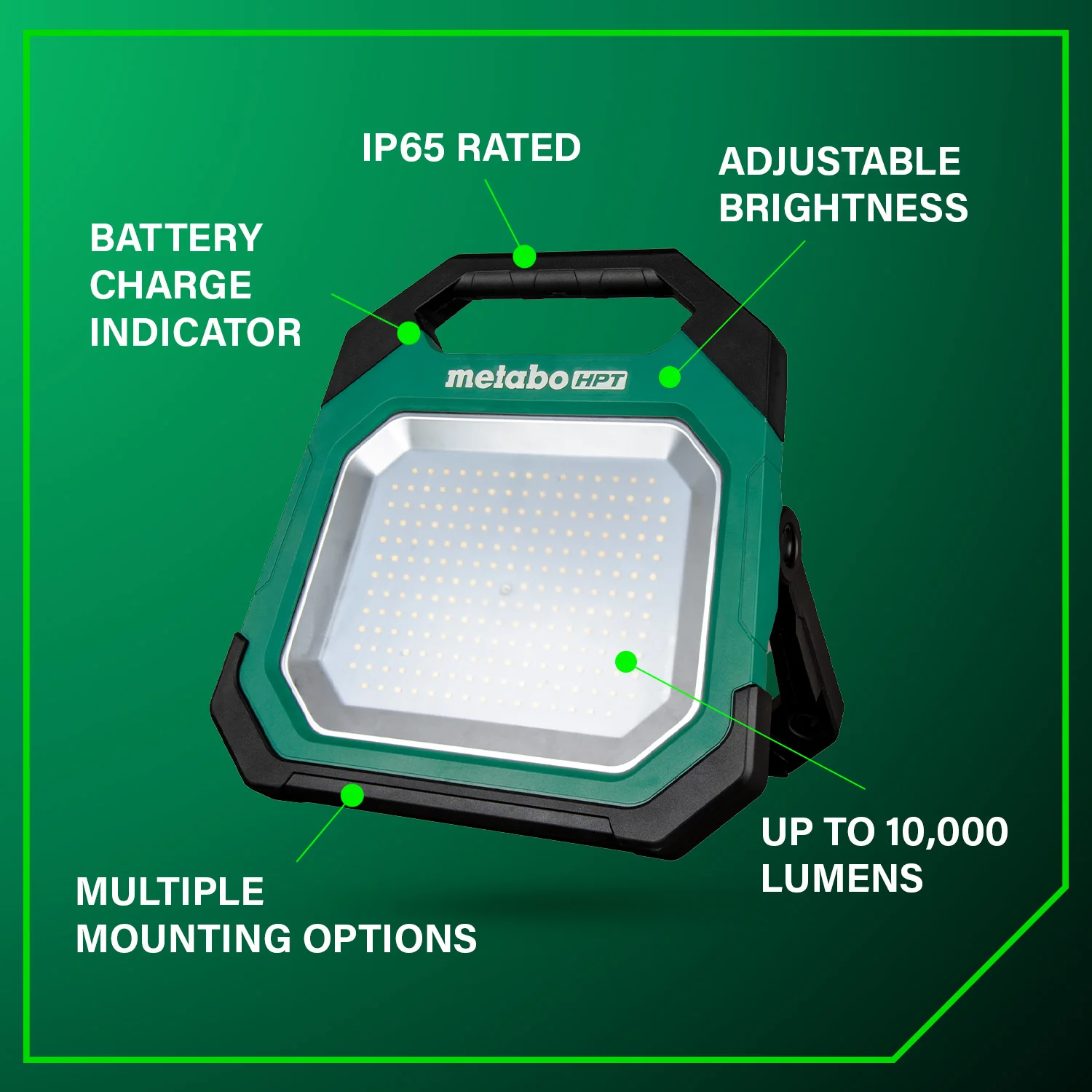 Metabo HPT UB18DDQ4M, 18V MultiVolt Cordless 10,000 Lumen LED Work Light (Tool Only) - Image 3