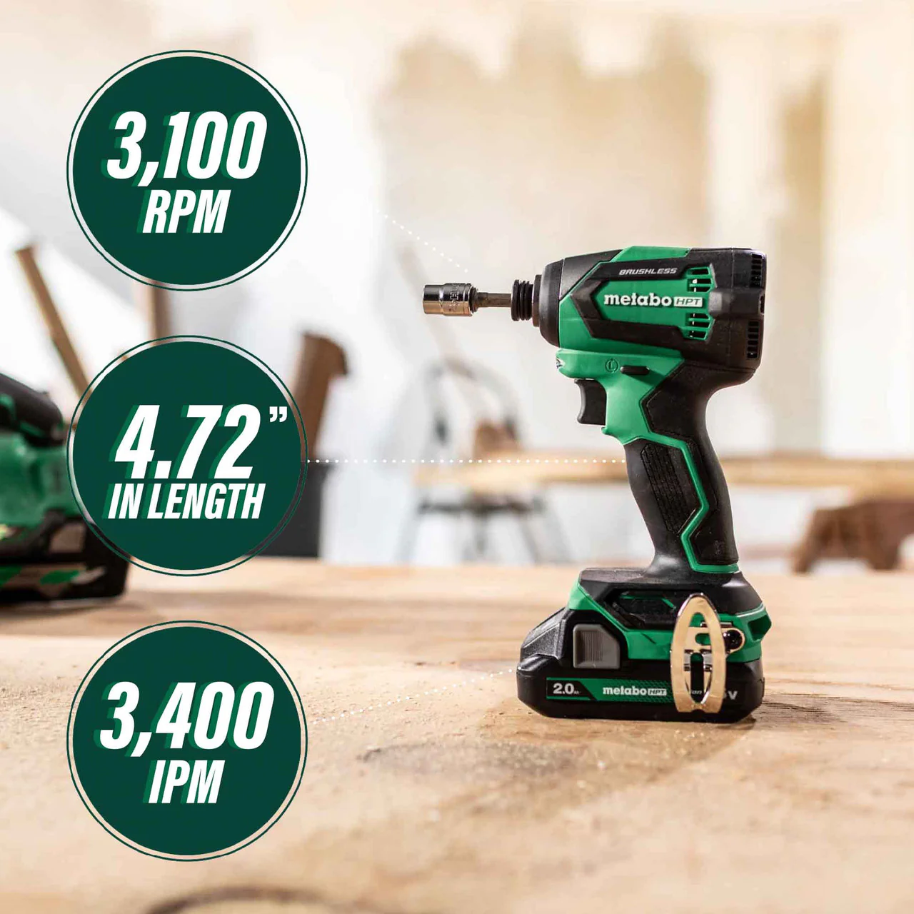 Metabo HPT WH18DEXM, 18V MultiVolt Cordless Impact Driver Kit - Image 2