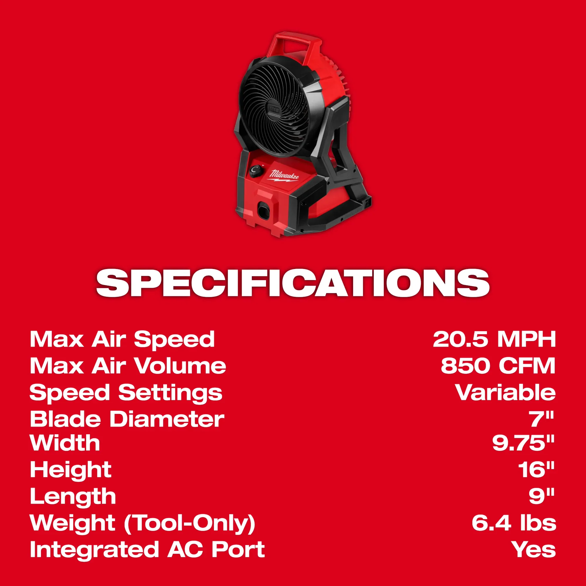 Milwaukee 0818-20, M18™ Brushless PACKOUT™ Fan - Image 4