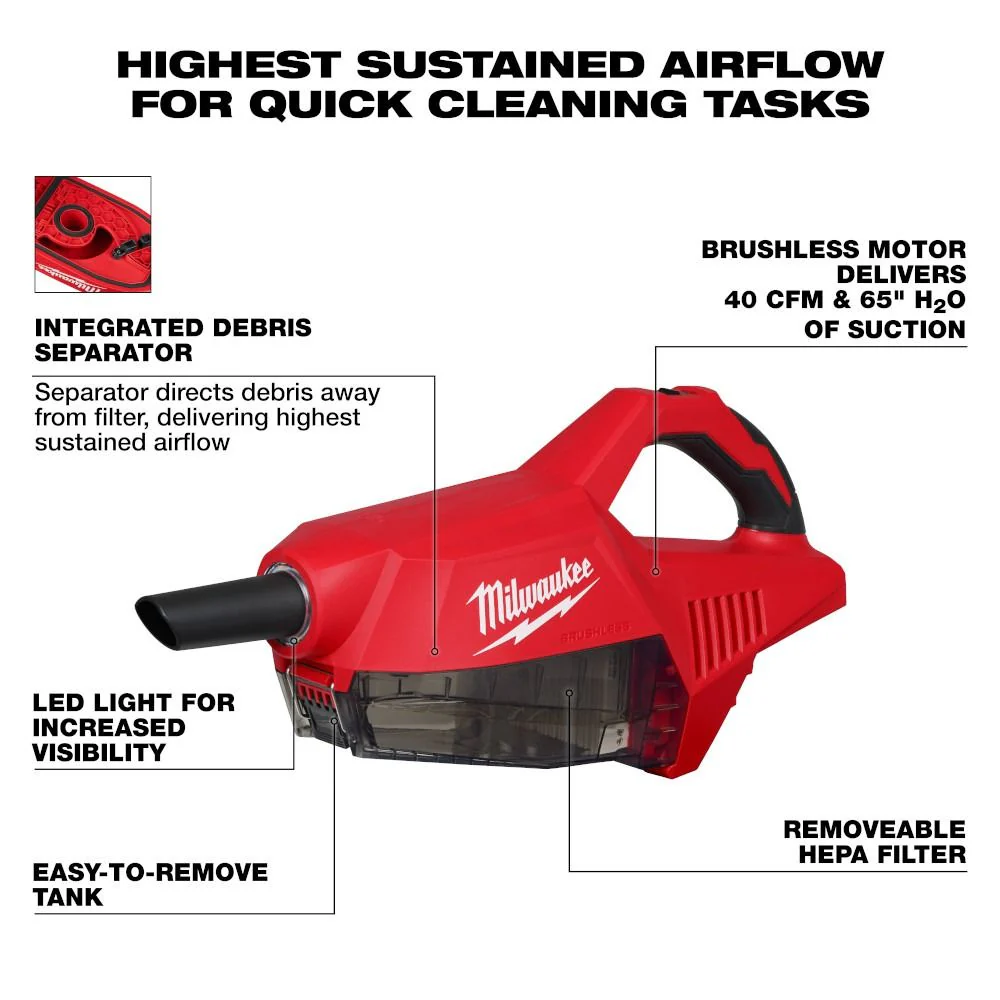 Milwaukee 0892-20, M18™ Brushless Handheld Vacuum (Tool Only) - Image 3