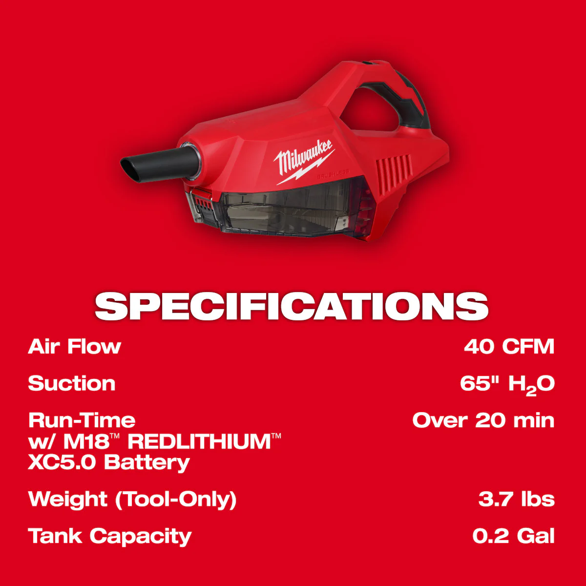 Milwaukee 0892-20, M18™ Brushless Handheld Vacuum (Tool Only) - Image 8