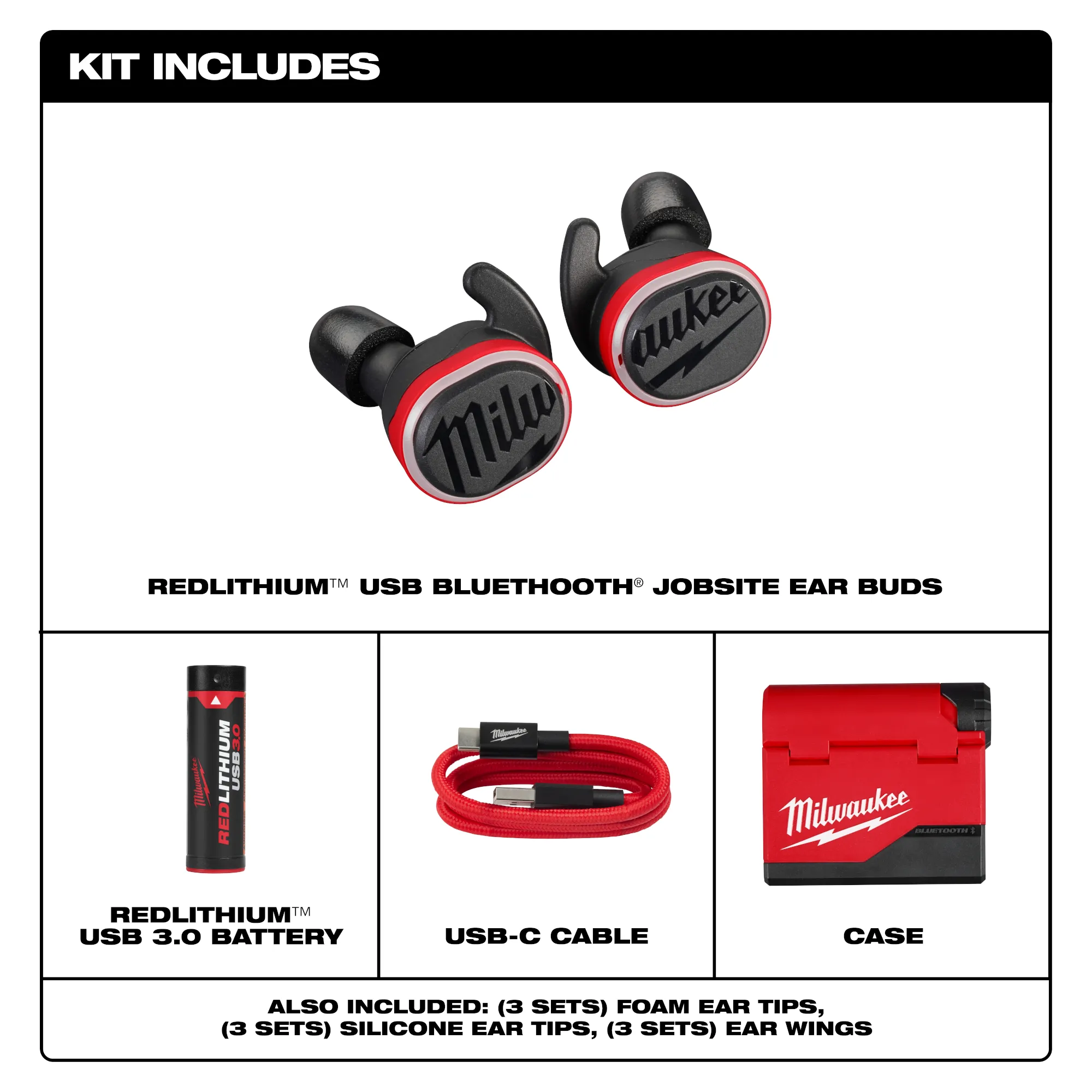 Milwaukee 2191-21, REDLITHIUM™ USB Bluetooth® Jobsite Ear Buds - Image 2