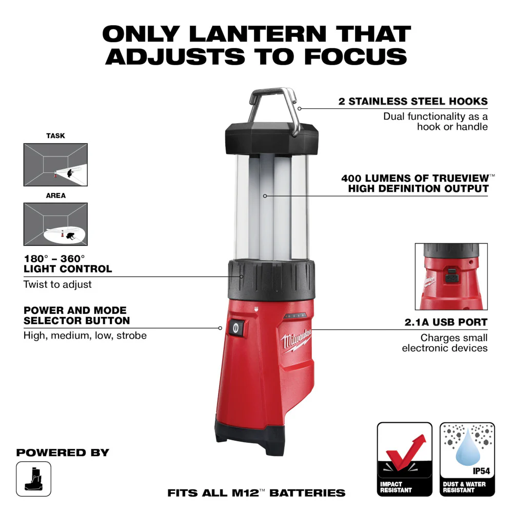 Milwaukee 2362-20, M12 LED Lantern/Flood Light (Tool Only) - Image 5