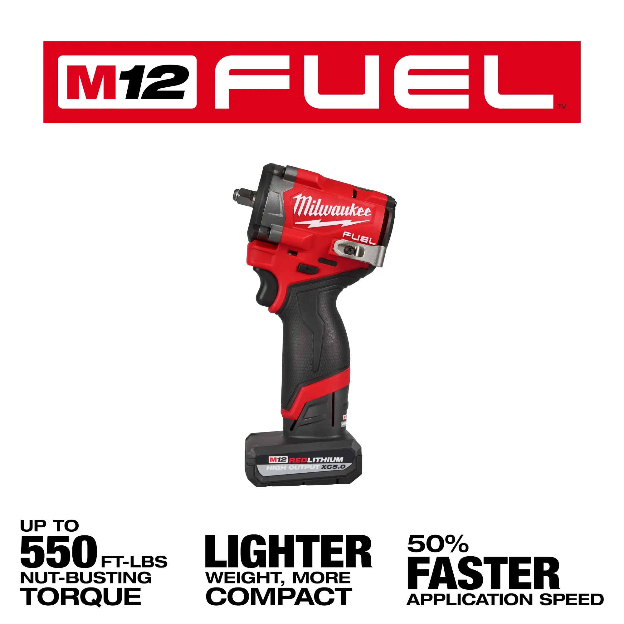Milwaukee 2562-22, M12 FUEL™  Stubby 3/8" Impact Wrench Kit - Image 3