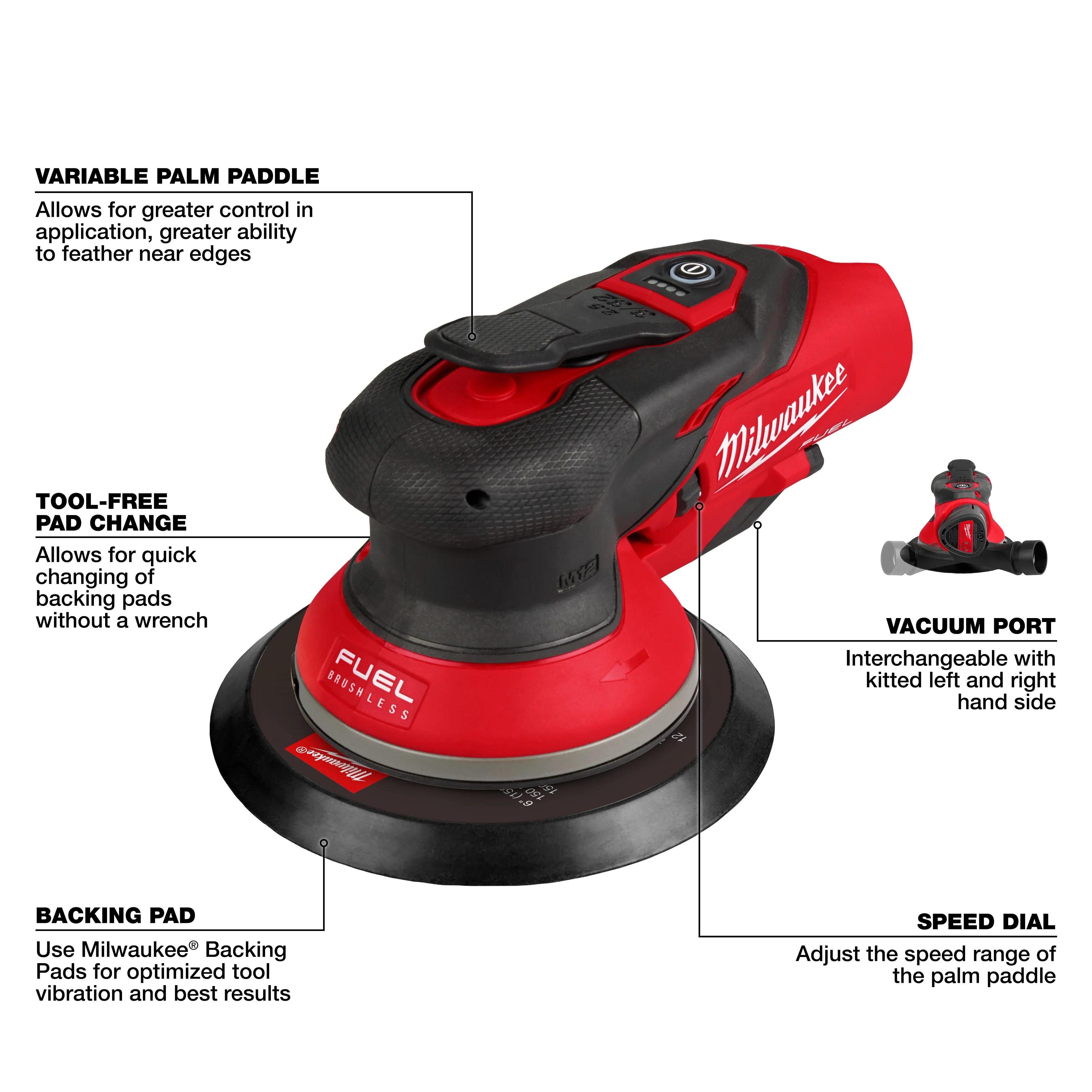 Milwaukee 2584-20, M12™ FUEL™ 6" Random Orbital Sander (3/32") - Image 4