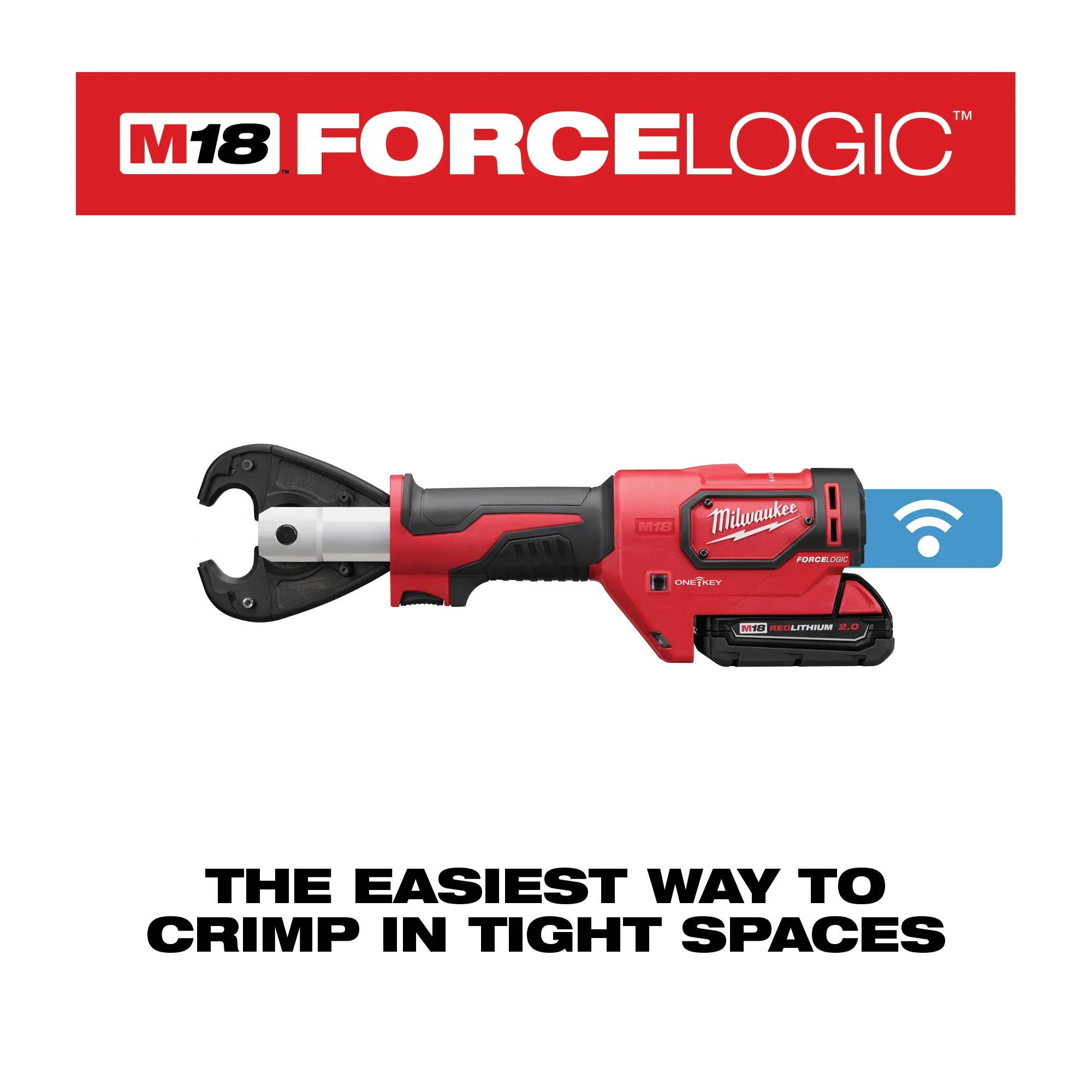 Milwaukee 2678-22O, M18 FORCE LOGIC 6T Utility Crimper Kit with D3 Grooves and Fixed O Die - Image 3
