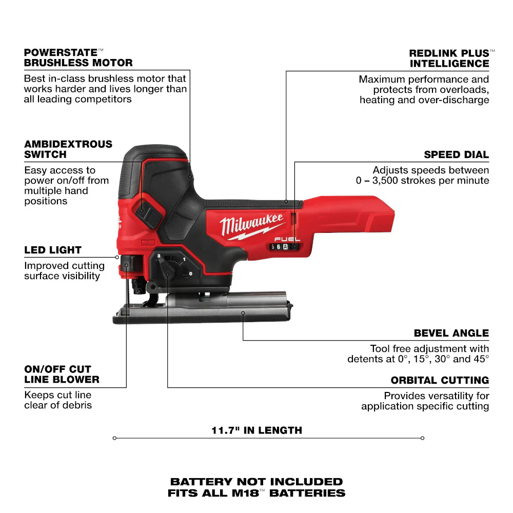 Milwaukee 2737B-20, M18 FUEL Barrel Grip Jig Saw (Tool Only) - Image 5