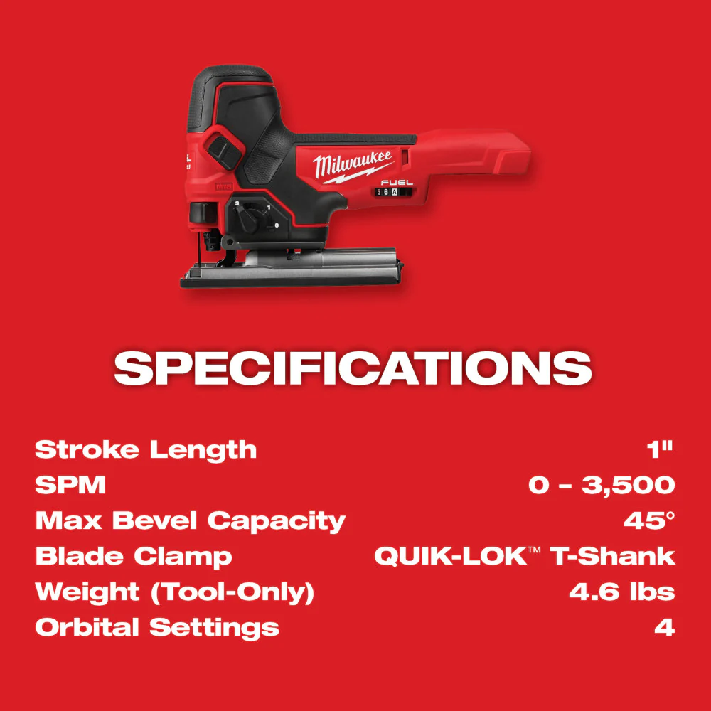 Milwaukee 2737B-20, M18 FUEL Barrel Grip Jig Saw (Tool Only) - Image 6