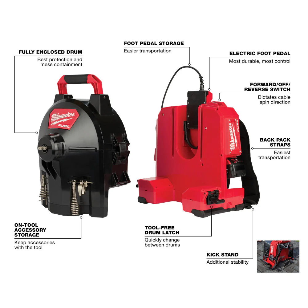 Milwaukee 2775A-211, M18 FUEL™ SWITCH PACK™ Sectional Drum Machine with 5/16” Cable - Image 6