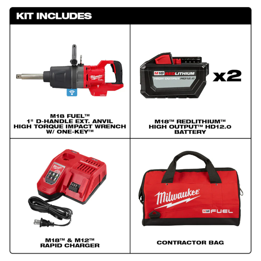 Milwaukee 2869-22HD, M18 FUEL 1" D-Handle High Torque Impact Wrench w/Ext. Anvil ONE-KEY Kit - Image 4