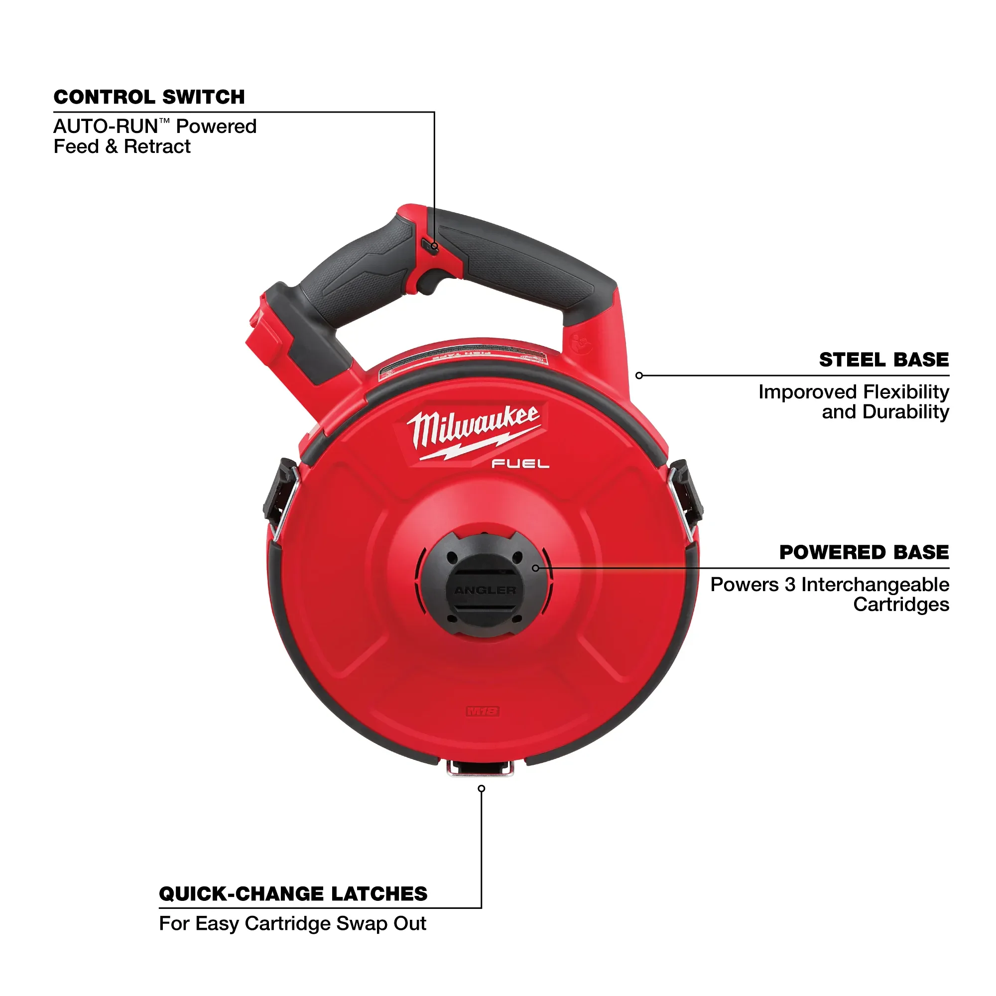 Milwaukee 2873-20, M18 FUEL™ ANGLER™ Pulling Fish Tape Powered Base (Tool-Only) - Image 4