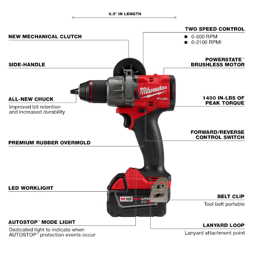 Milwaukee 2904-22, M18 FUEL™ 1/2" Hammer Drill/Driver Kit - Image 3