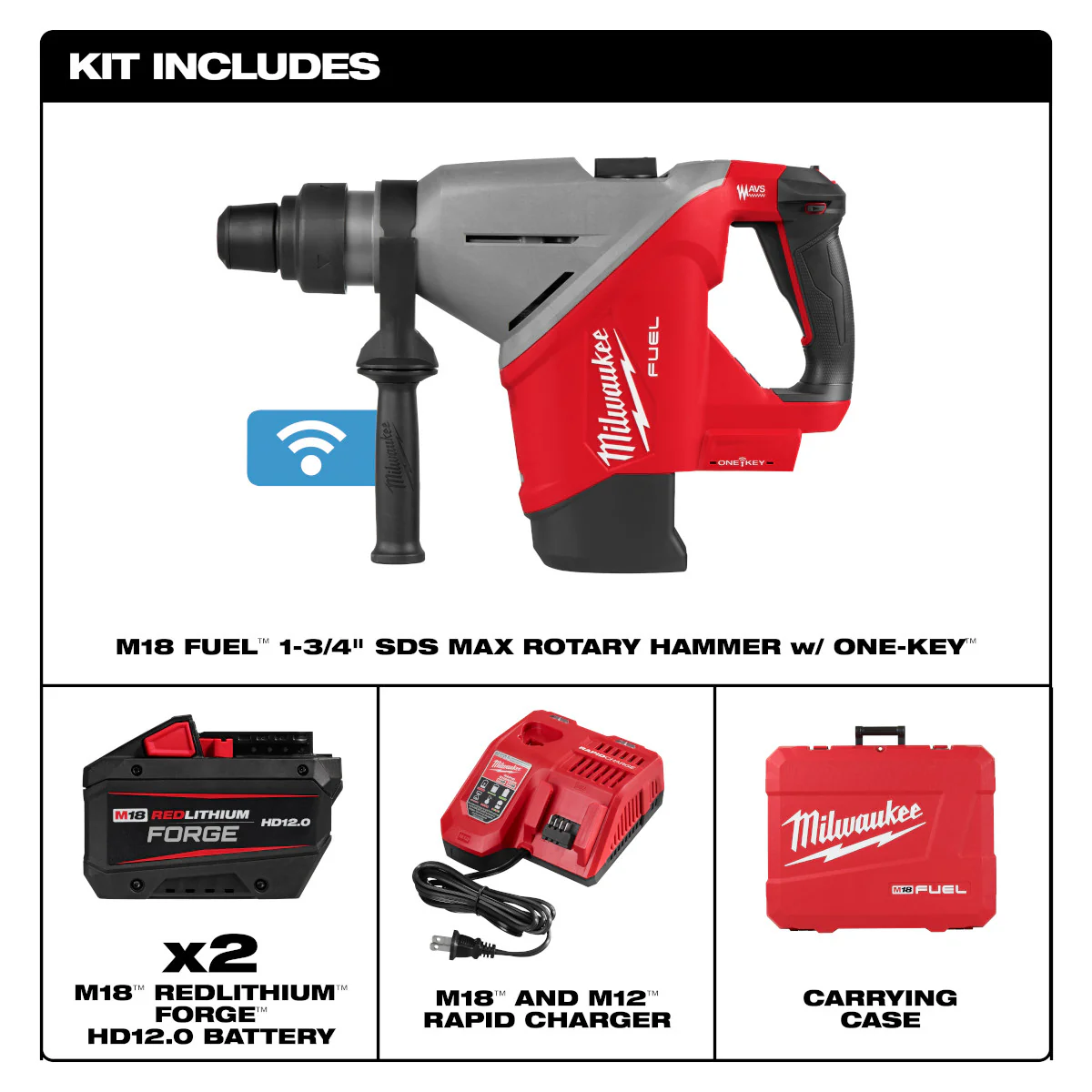 Milwaukee 2918-22HD, M18 FUEL™ 1-3/4" SDS MAX Rotary Hammer Kit w/ ONE-KEY™ - Image 4