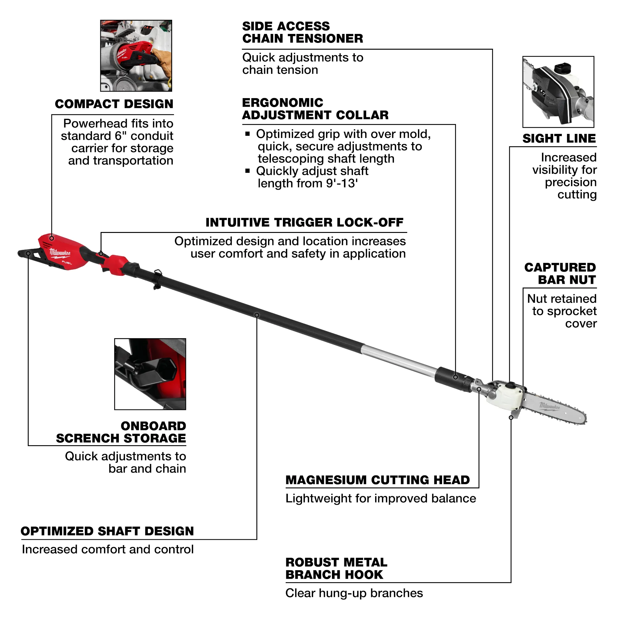 Milwaukee 3013-20, M18 FUEL™ Telescoping Pole Saw (Tool-Only) - Image 3