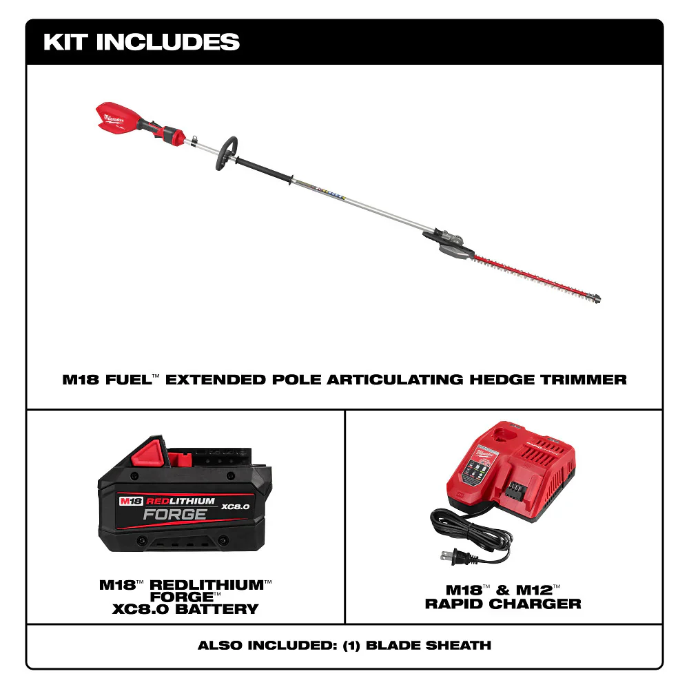 Milwaukee 3035-21,M18 FUEL™ Extended Pole Articulating Hedge Trimmer Kit - Image 2