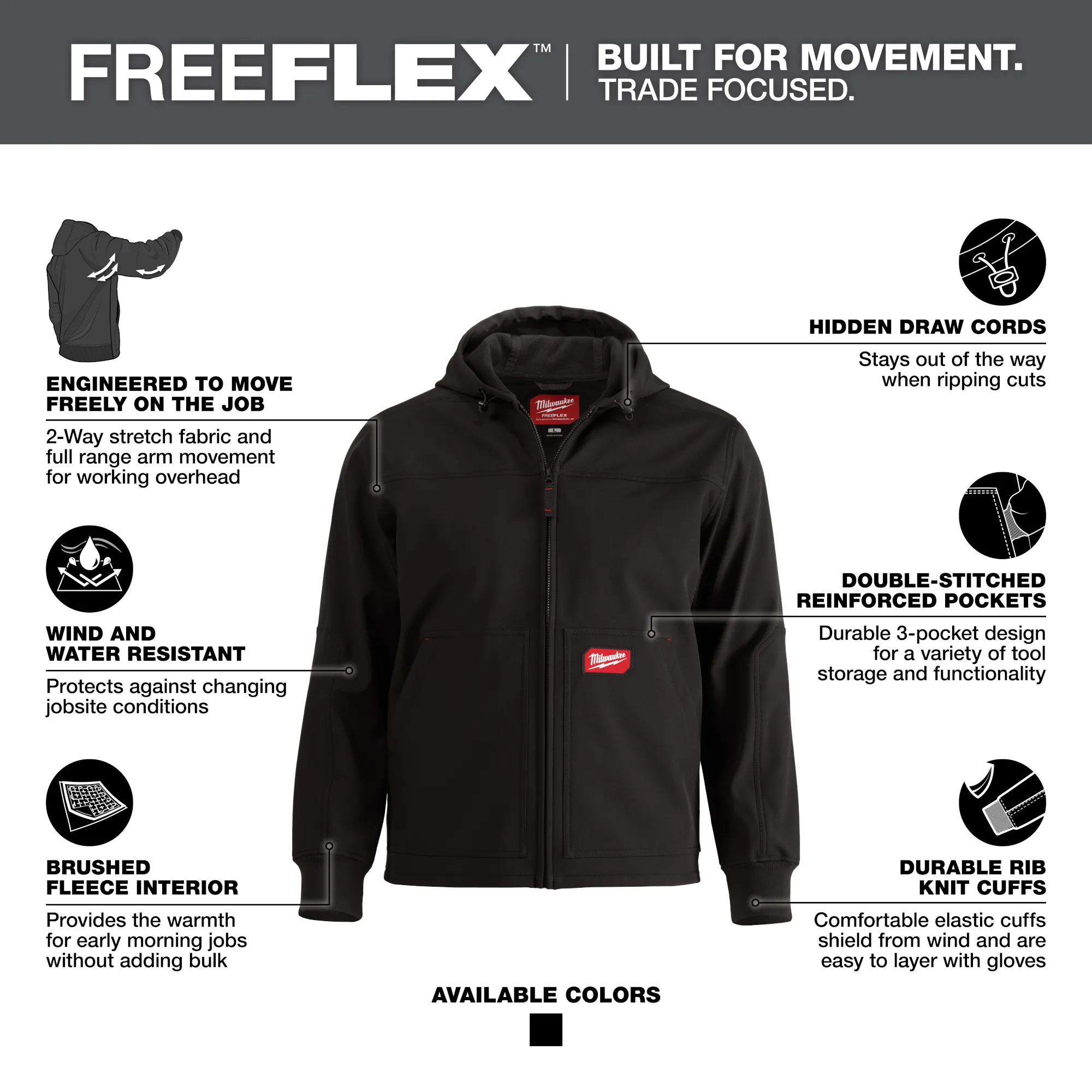 Milwaukee 312B FREEFLEX™ Softshell Hooded Jacket Black - Image 8