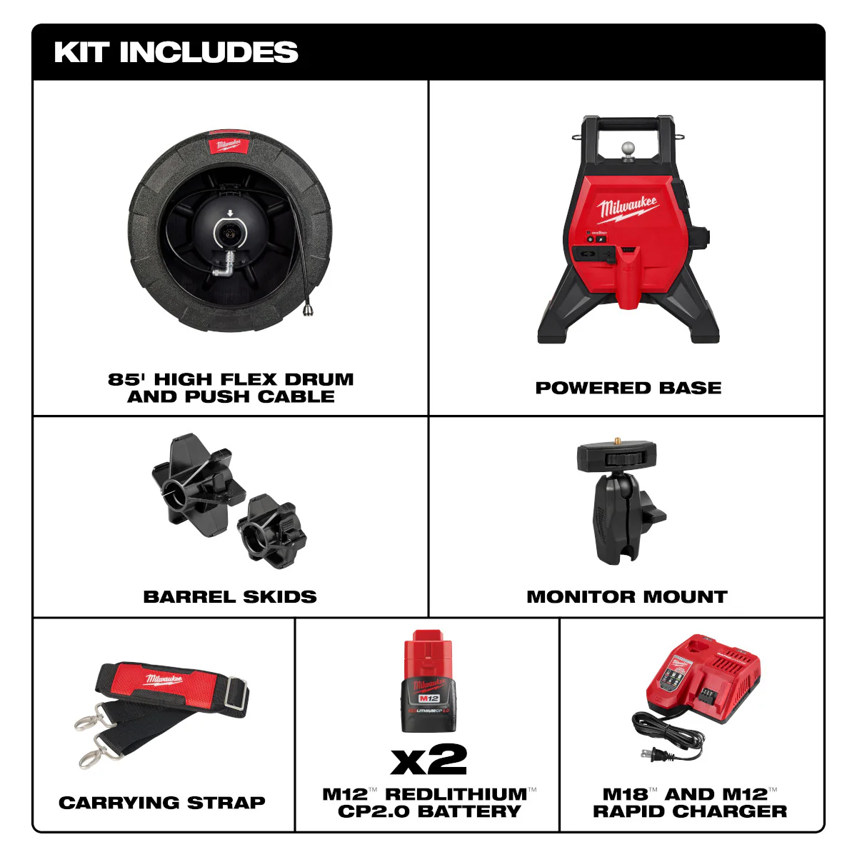 Milwaukee 3318-22B, M12™ 85’ High Flex Compact Inspection Camera Kit - Image 4
