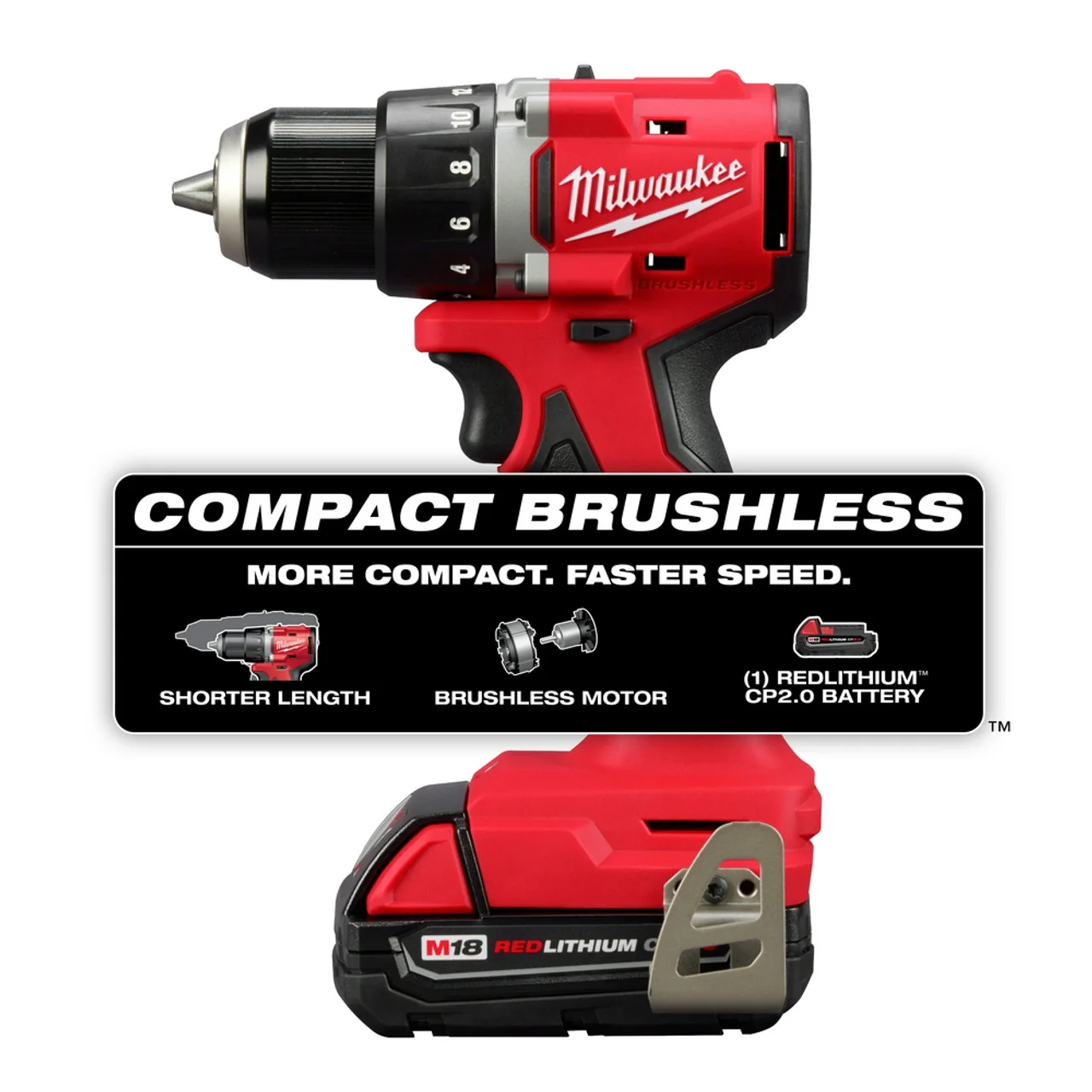 Milwaukee 3601-21P, M18 Compact Brushless 1/2" Drill/Driver Kit - Image 4