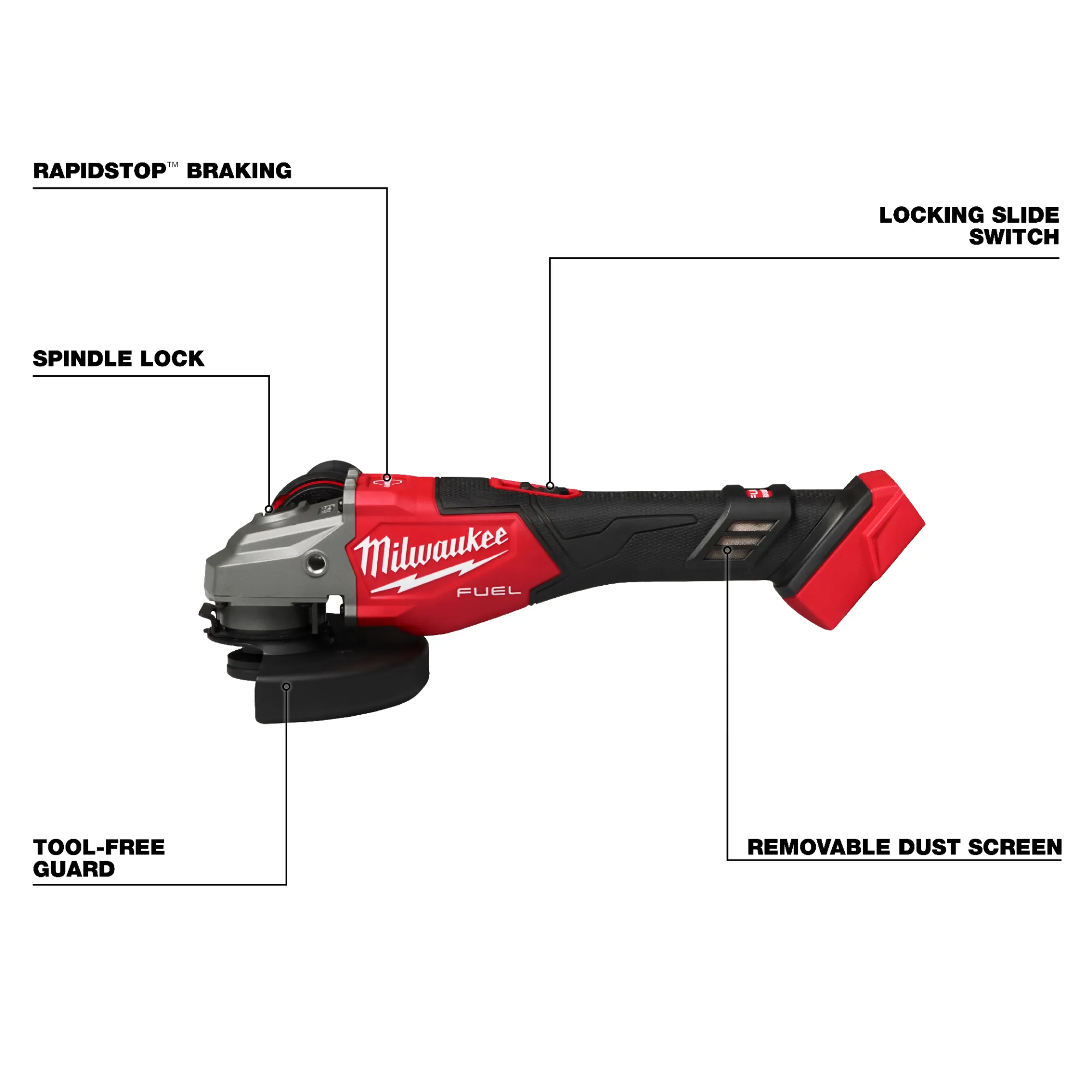 Milwaukee 3671-20, M18 FUEL™ 4-1/2"-6" Braking Grinder, Slide Switch - Image 3
