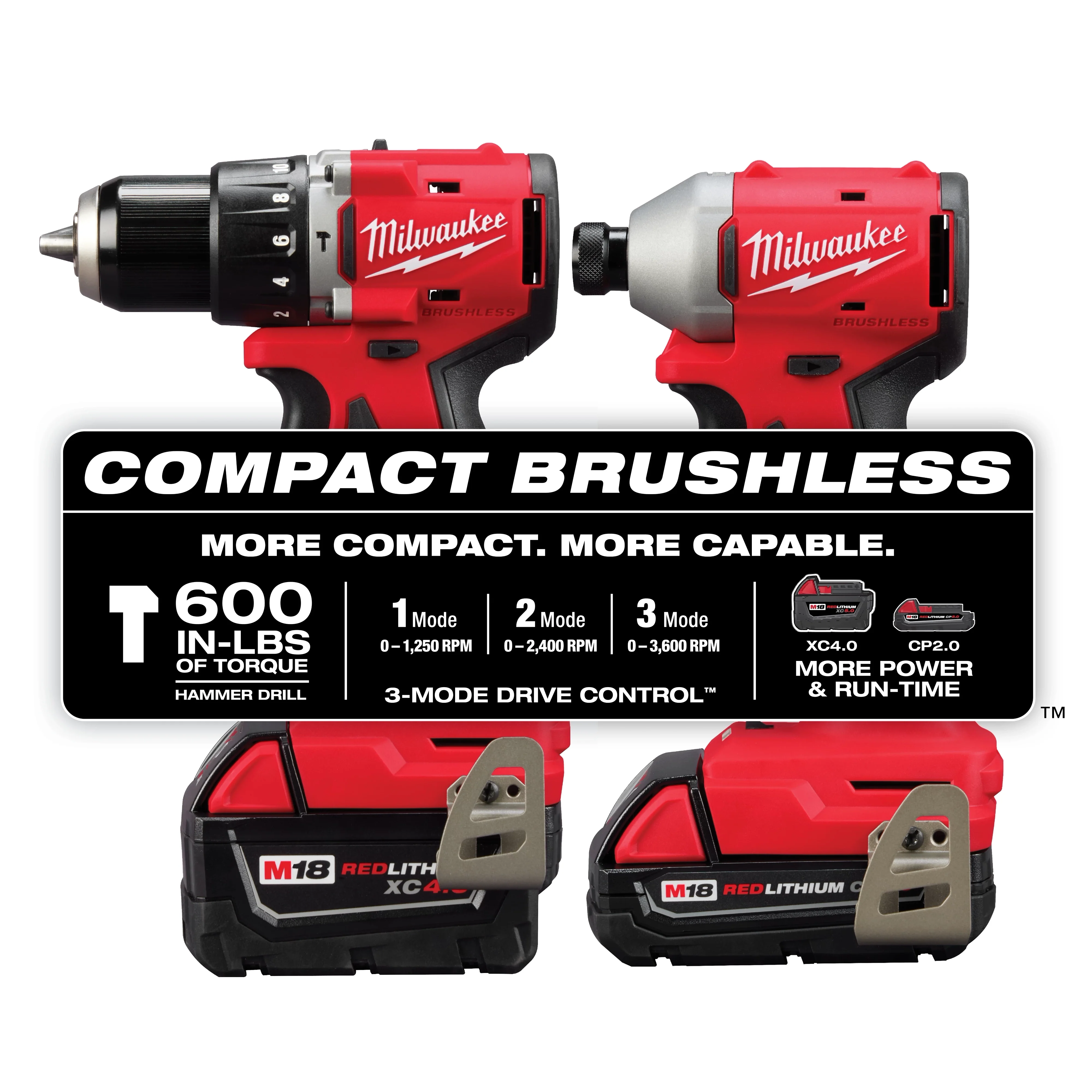 Milwaukee 3693-22CX, M18™ Compact Brushless 2-Tool Combo Kit - Image 2