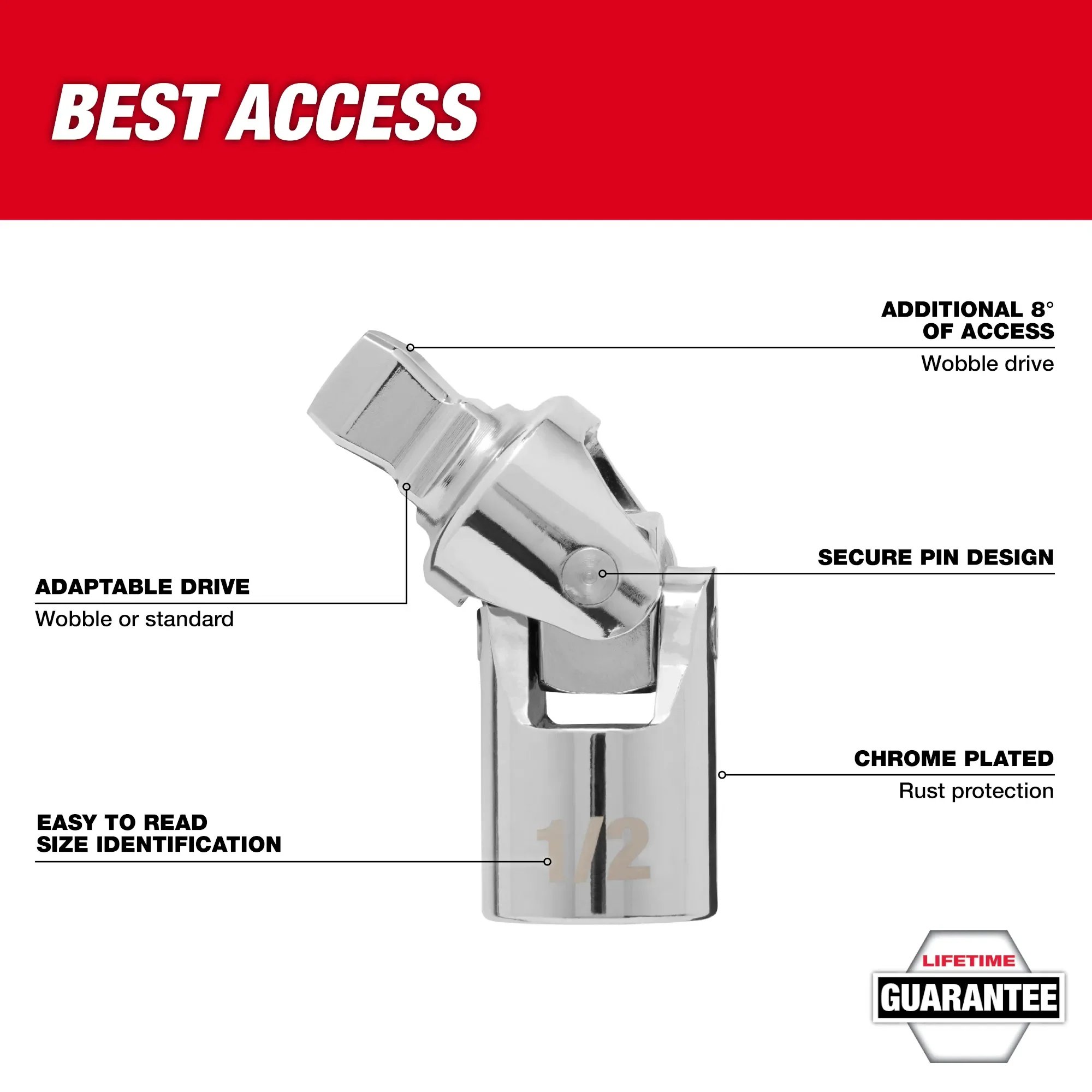 Milwaukee 42-04-9104, 1/2" Drive Universal Joint - Image 2