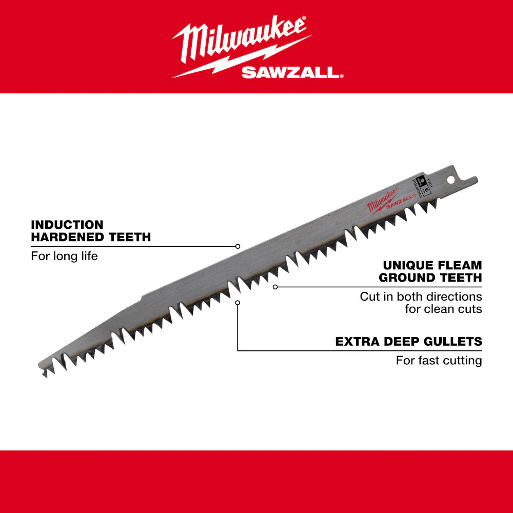 Milwaukee 48-00-1301, 9" 5 TPI Pruning SAWZALL Blade (5/pkg) - Image 3