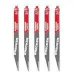 Milwaukee 48-00-5543, 12" 6 TPI THE WRECKER with Carbide Teeth SAWZALL Blade (5/pkg)