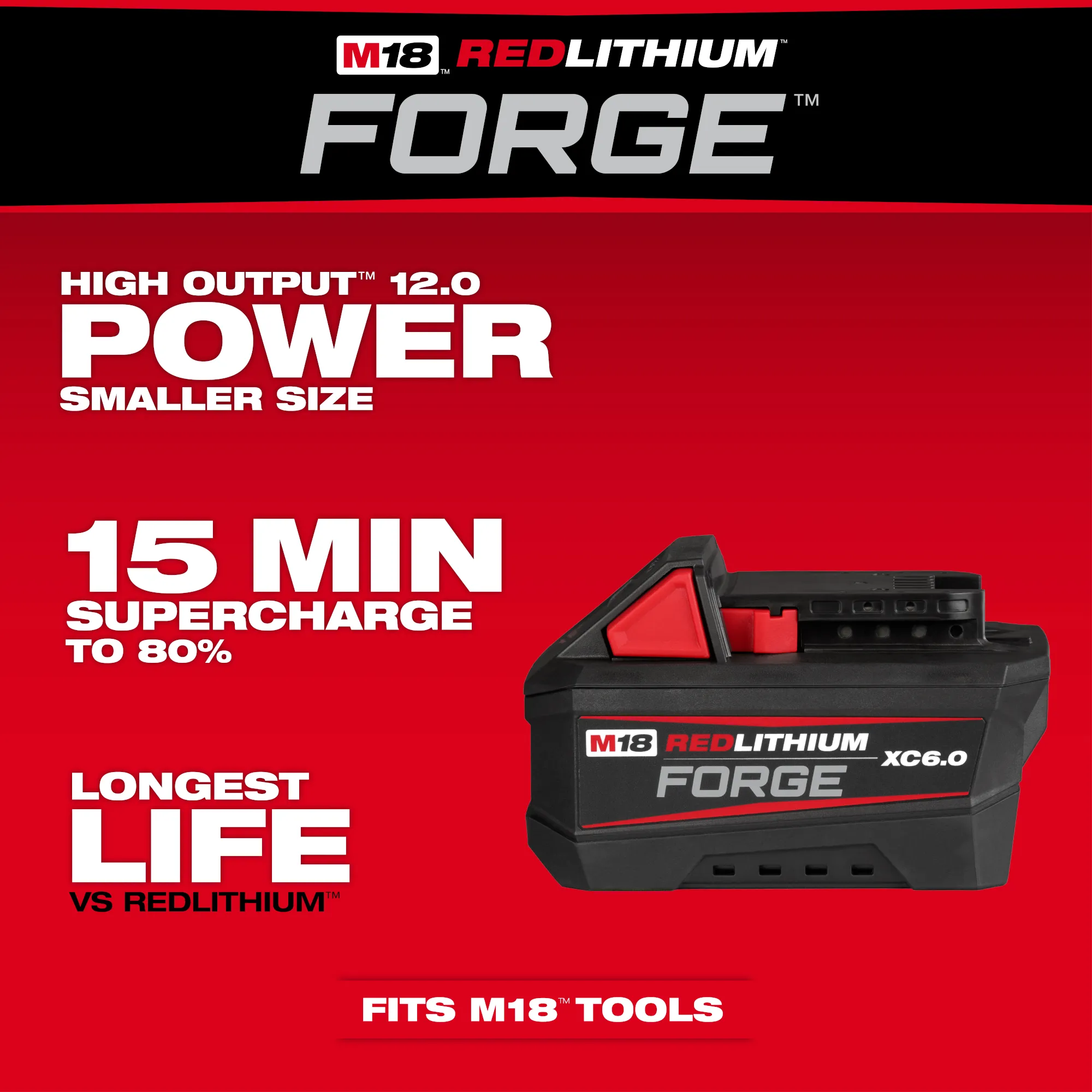 Milwaukee 48-11-1861, M18™ REDLITHIUM™ FORGE™ XC6.0 Battery Pack - Image 2
